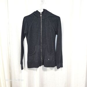 2/$30 Victorias Secret Charcoal‎ Grey Zip-Up Hoodie Cotton Blend Size SP